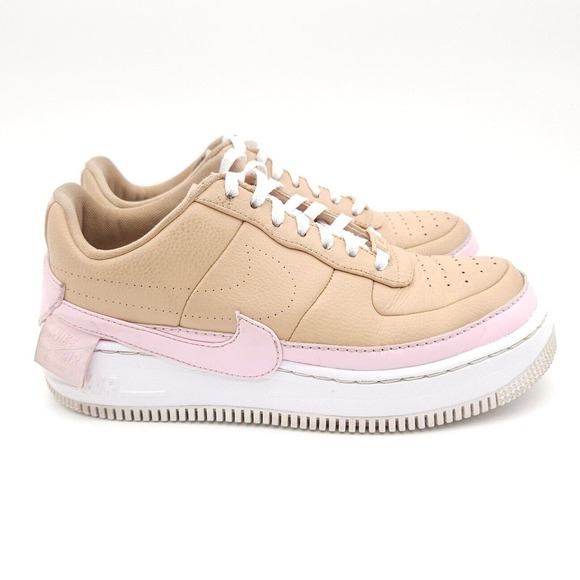 Nike (Womens 8.5) Air Force 1 Jester XX Bio Beige Pink Lace Up Sneaker Shoes - Picture 6 of 10